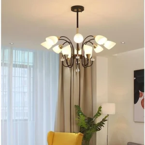 Đèn chùm hình cổ Thiên Nga, khung đèn màu đen - RC233-8+4