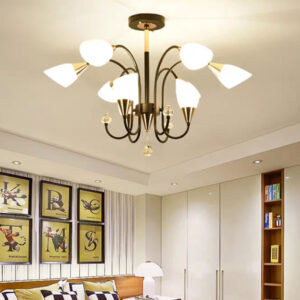 Đèn chùm hình cổ Thiên Nga, khung đèn màu đen - RC233-6+3